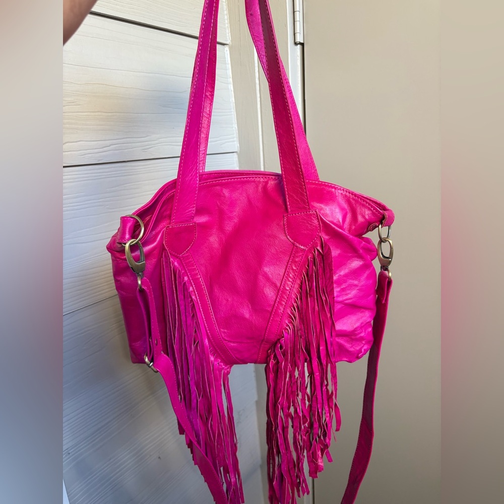 Pink Fringe Women's Bag w coin purse